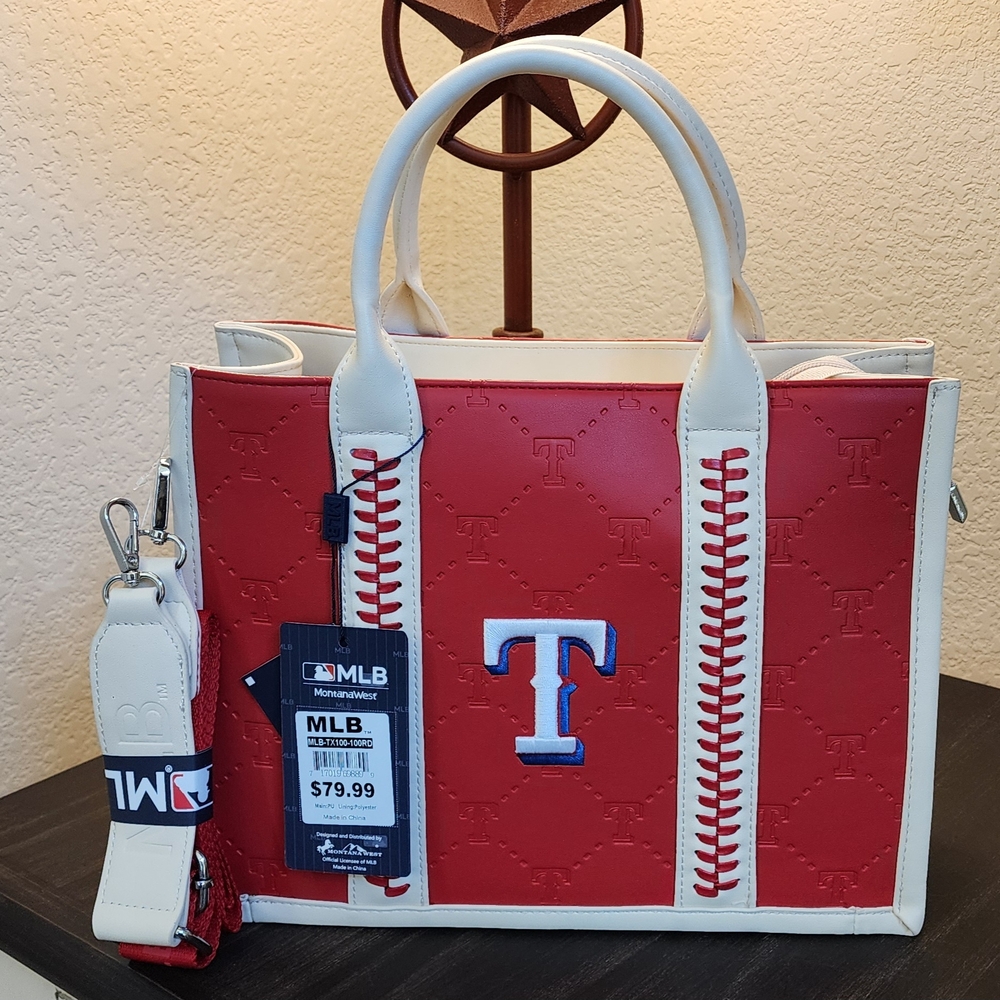 Montana West Red and White Tote Bag